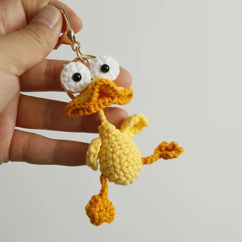 Cute Crochet Parrot Keychain Handmade Bird Bag Charm