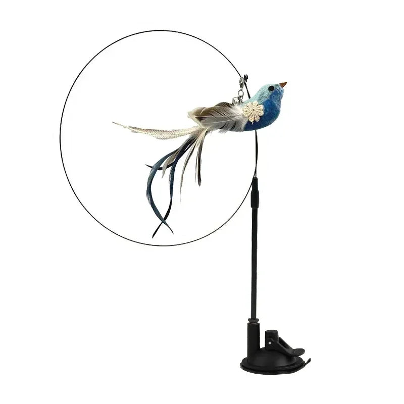 Peacock Bird Cat Teaser Wand for Interactive Hunting and Play