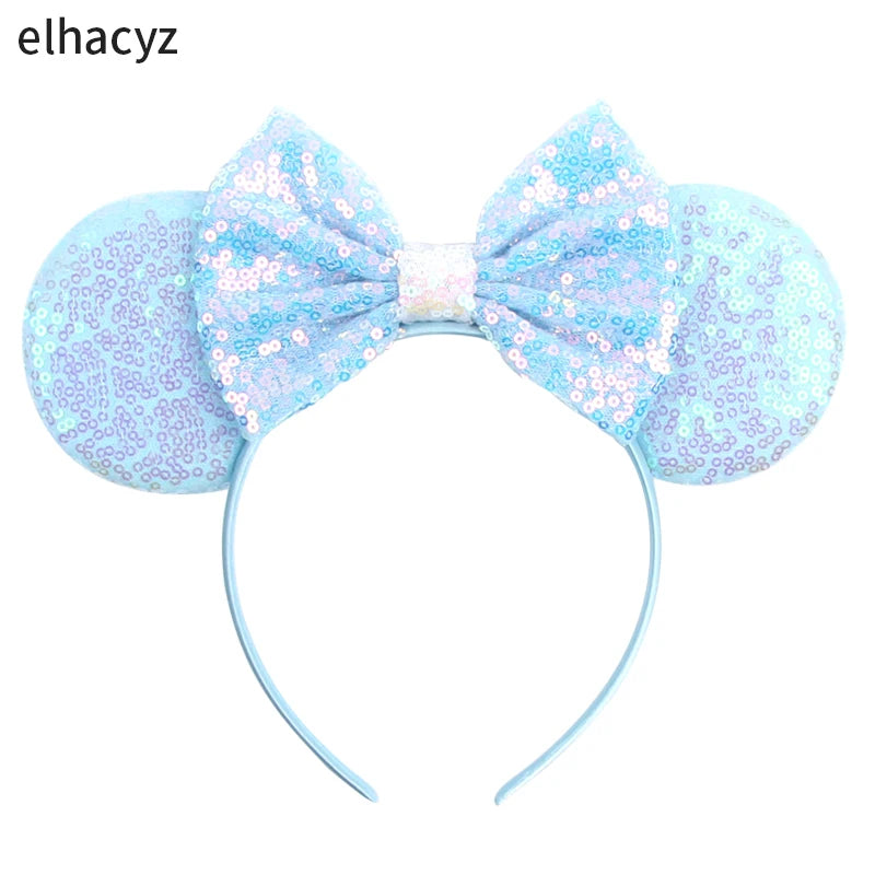 Embroidered Sequin Ears Bow Headband for Women & Girls