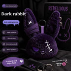 Gothic Bunny Plush Keychain RabbitBag Charm with Bandage Desian Kawaii Key Ring Pendant Car Bag Ornament Gift To