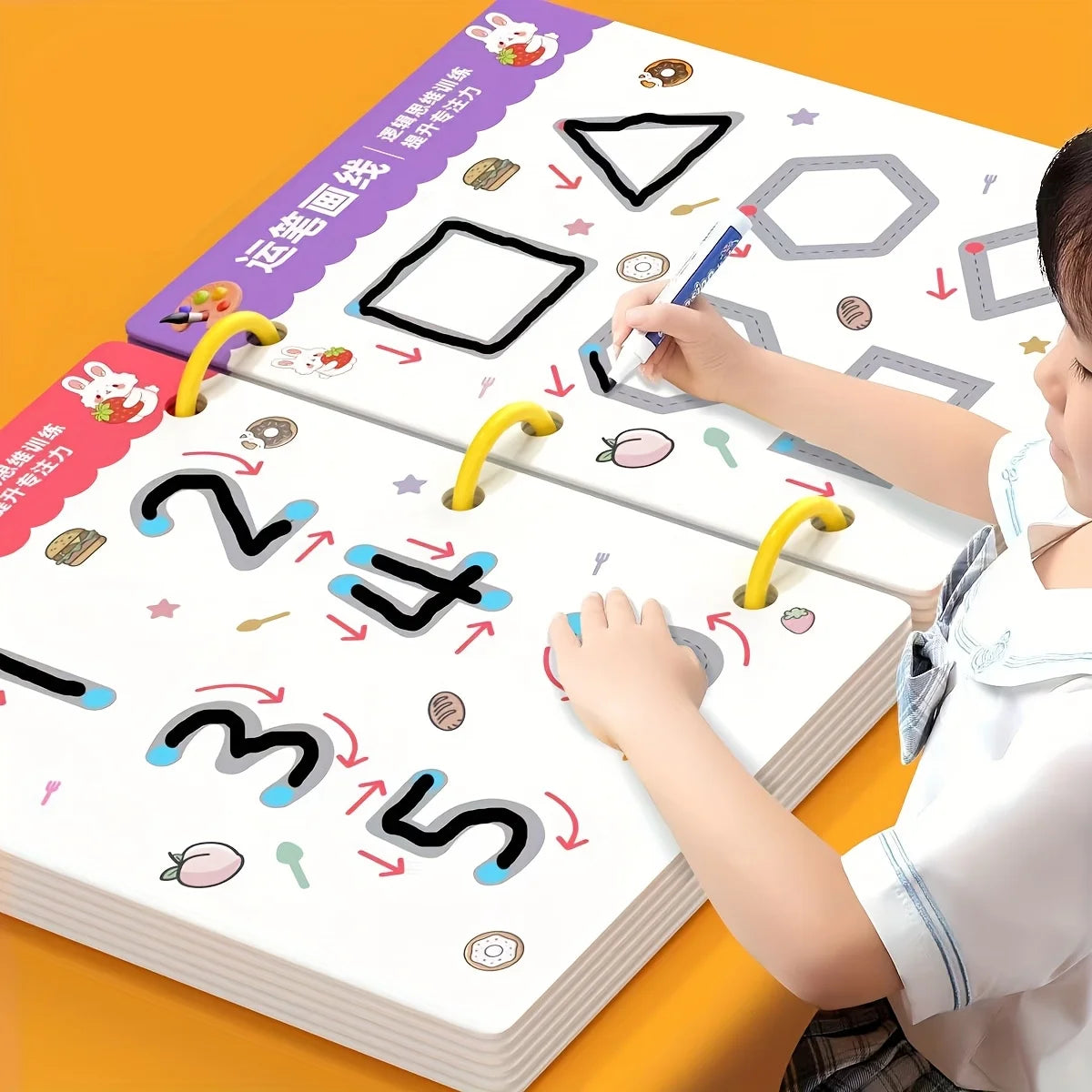 34-Page Reusable Children's Practice Book Set with Erasable Pen - Early Learning of Writing and Drawing Skills, Educational Books for Pen Control Training, Innovative Learning - Perfect Choice for Christmas and Birthday Gifts