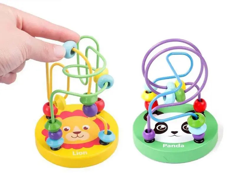 Colorful Wooden Bead Maze Roller Coaster Educational Toy for Toddlers