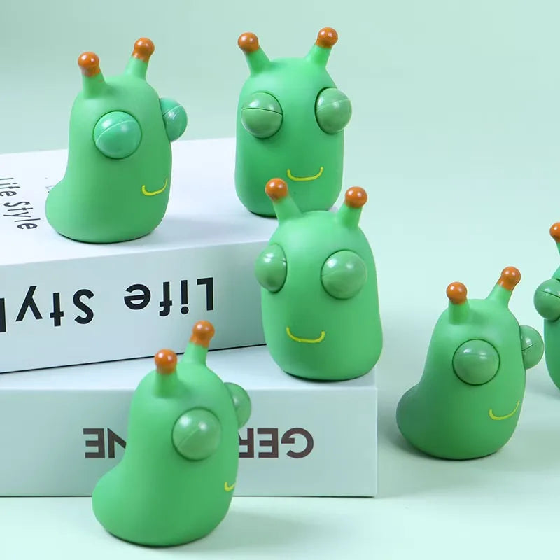 1/3 PCS Novelty Green Worm Squeeze Toys Eye Fidget Sensory Stress Relief Toys for Kids & Adults Birthday Gifts