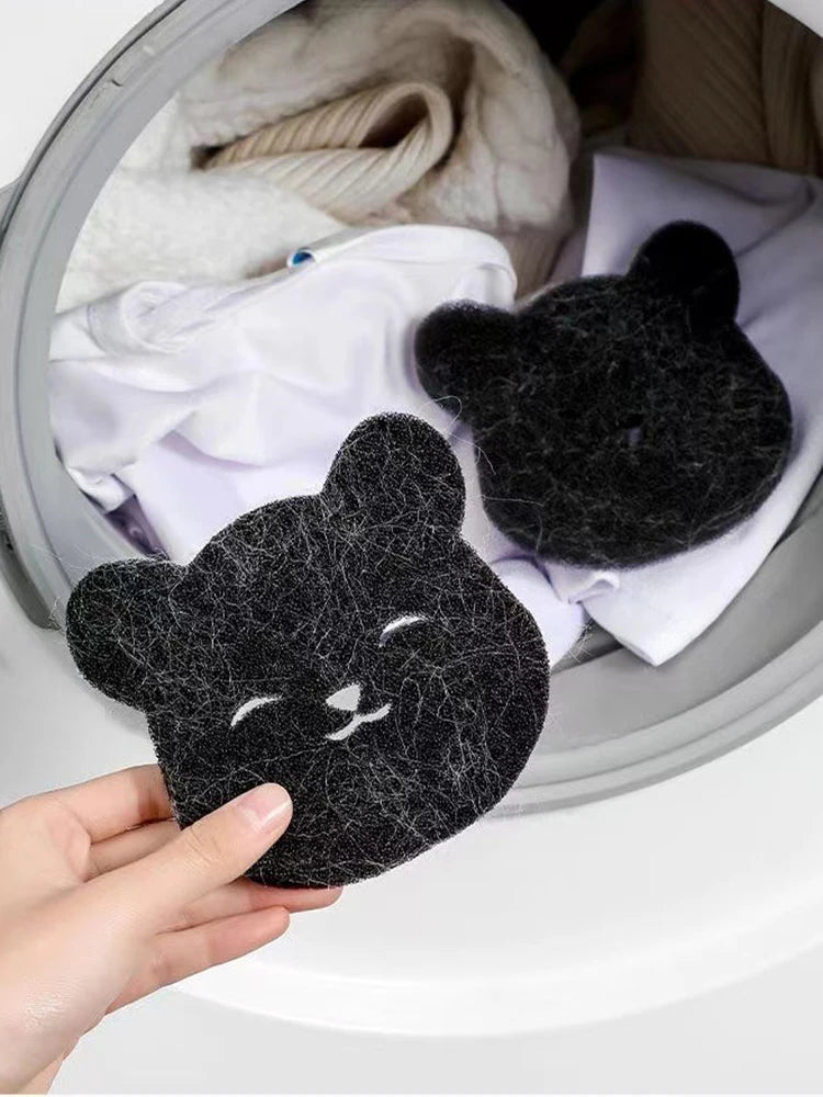4PCS Bear Shape Laundry Balls Lint Catcher Reusable Pet Hair Remover Cleaning Sponge for Clothes Sofa Cat Dog Home House