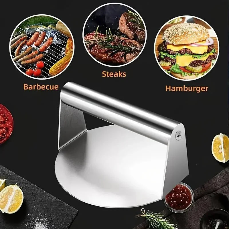 Heavy Duty Stainless Steel Smash Burger Press – BBQ Patty Smasher & Meat Press Tool - 10cm