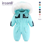 Ircomll Kids Boy Girl Winter Snowsuit Plus Velvet Toddler Jacket Clothes For Boy Infant Jumpsuit Hoodied Overalls 2-6Y Outwear