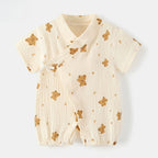 Babe Boy Girl Pure Cotton Muslin Breathable Bodysuit 0-18M Kid Summer Lightweight Cool Onesie Infant Casual Stylish Short Romper