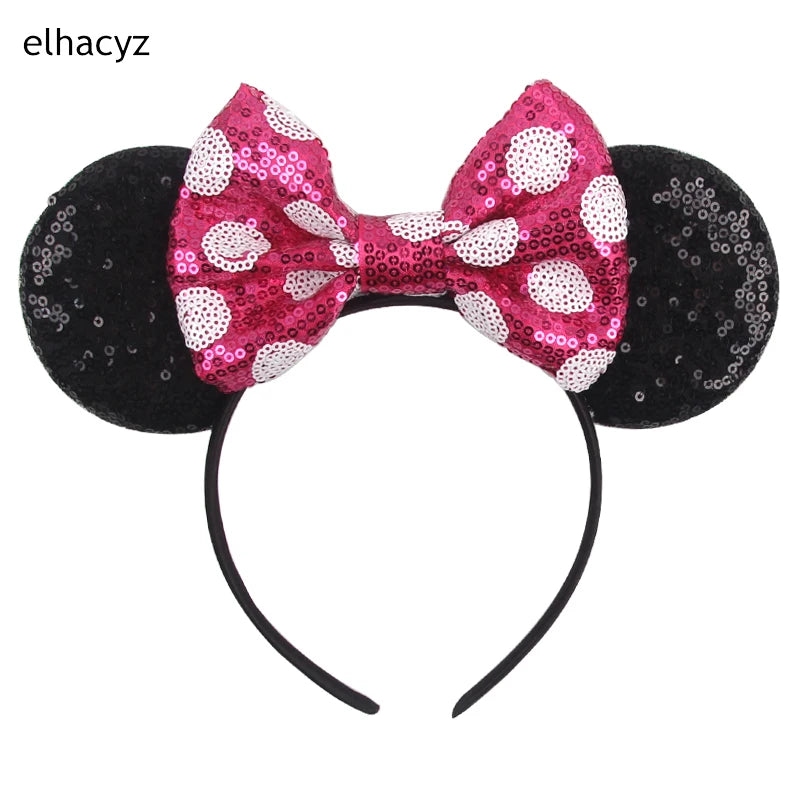 Embroidered Sequin Ears Bow Headband for Women & Girls