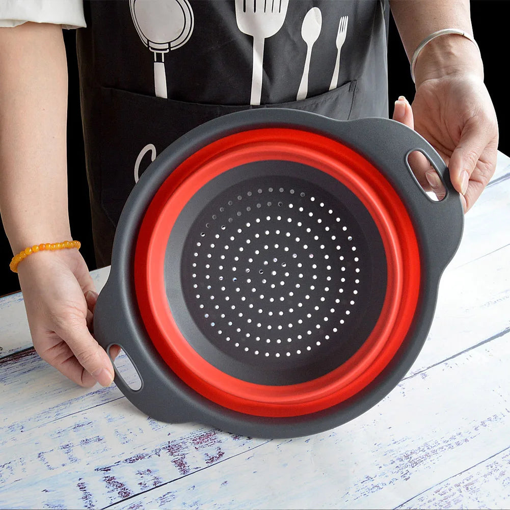 Foldable Silicone Vegetable Washing Basket – Fruit Cleaner & Food Drain Strainer
