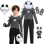 Kids Jack Skellington Cosplay Costume The Nightmare Before Christmas Boys Striped Outfit  Halloween Party Fancy Dress Up Set