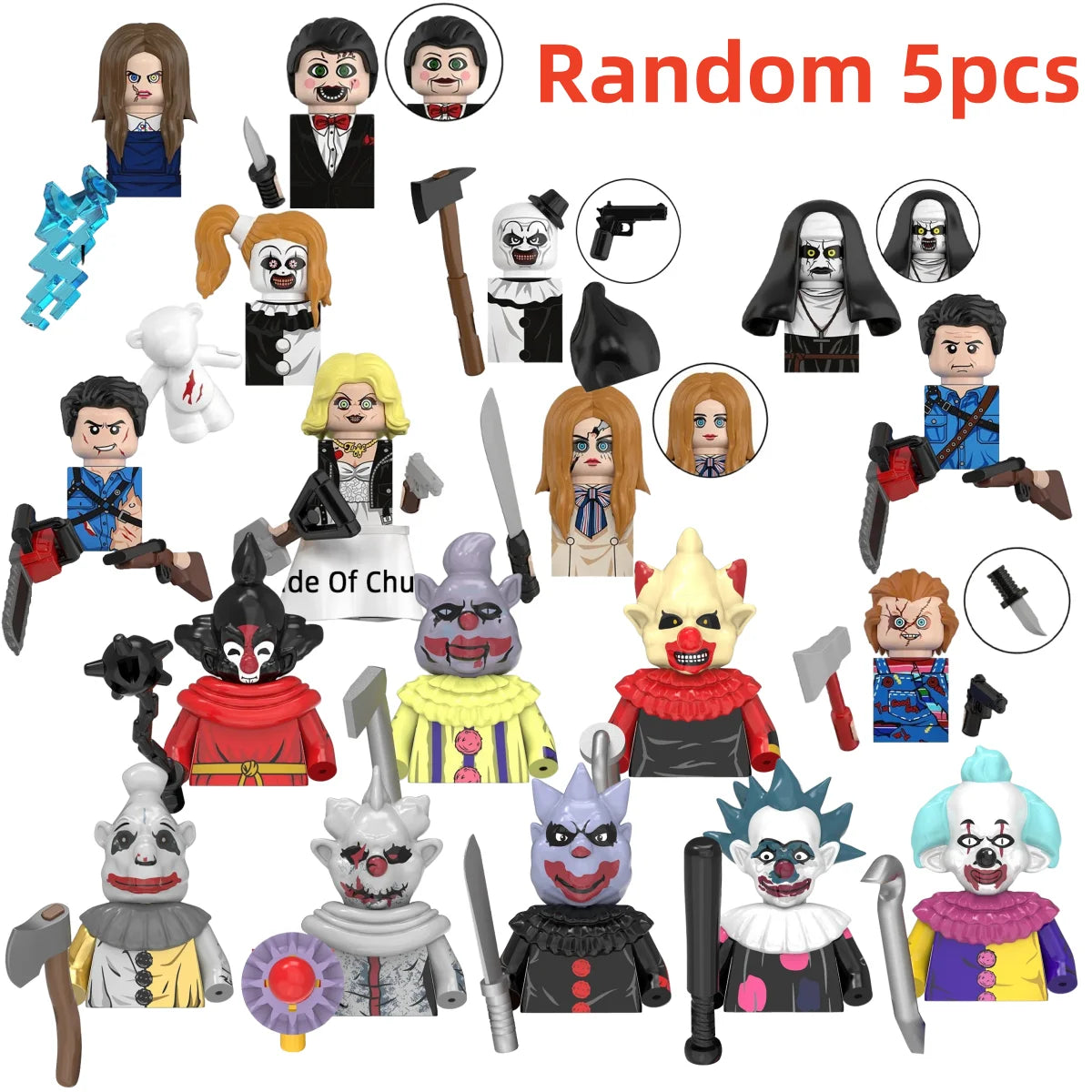 Blind box TP1040 WM6205 KF6173 KF6175 Killer Klowns Mini Figure Classic Horror Thriller Movie Building Block Model Doll Toy Gift