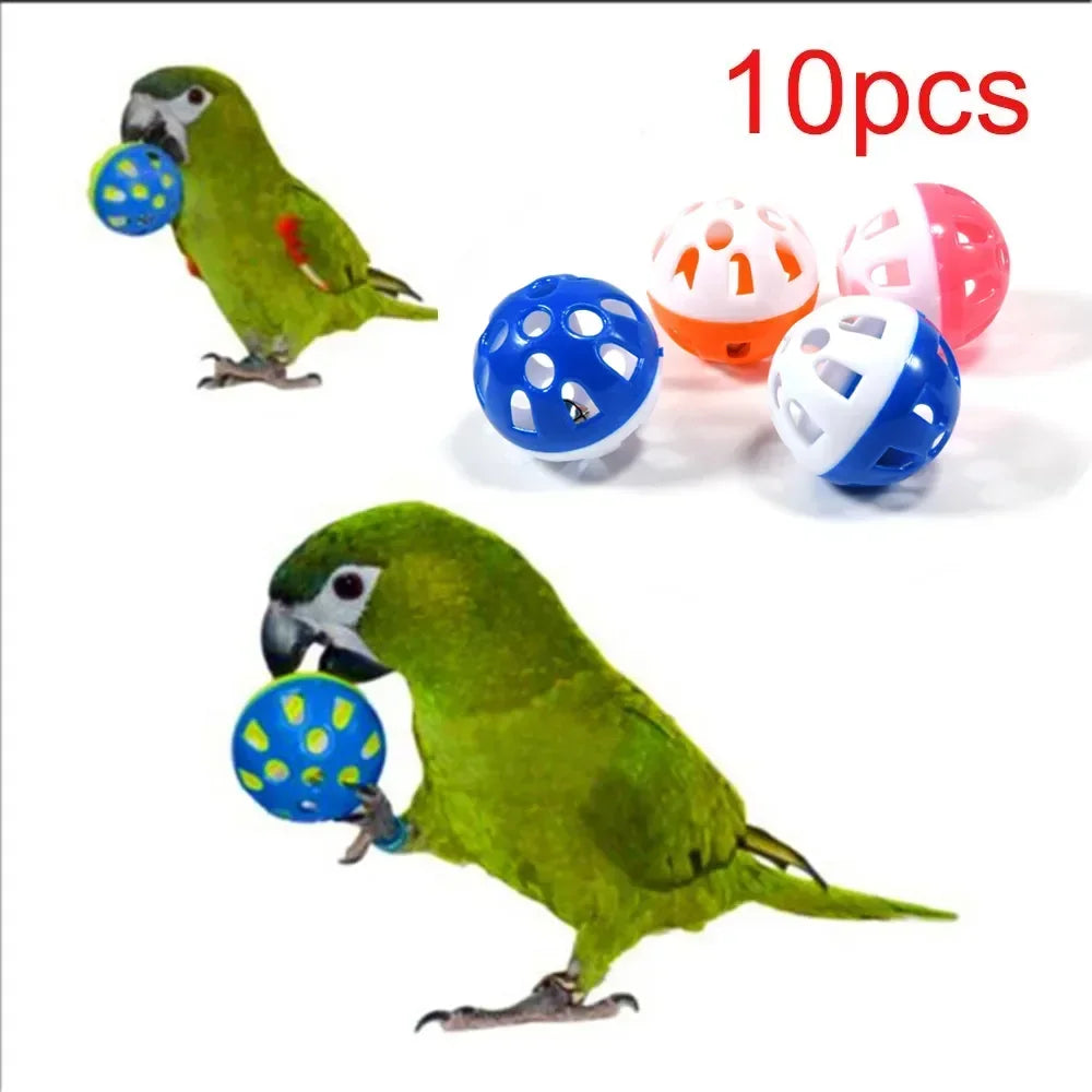 Colorful Bell Ball Parrot Bird Toy Set for Interactive Cage Play