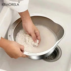 304 Stainless Steel Rice Washer Strainer Bowl – Multi-Purpose Drain Colander