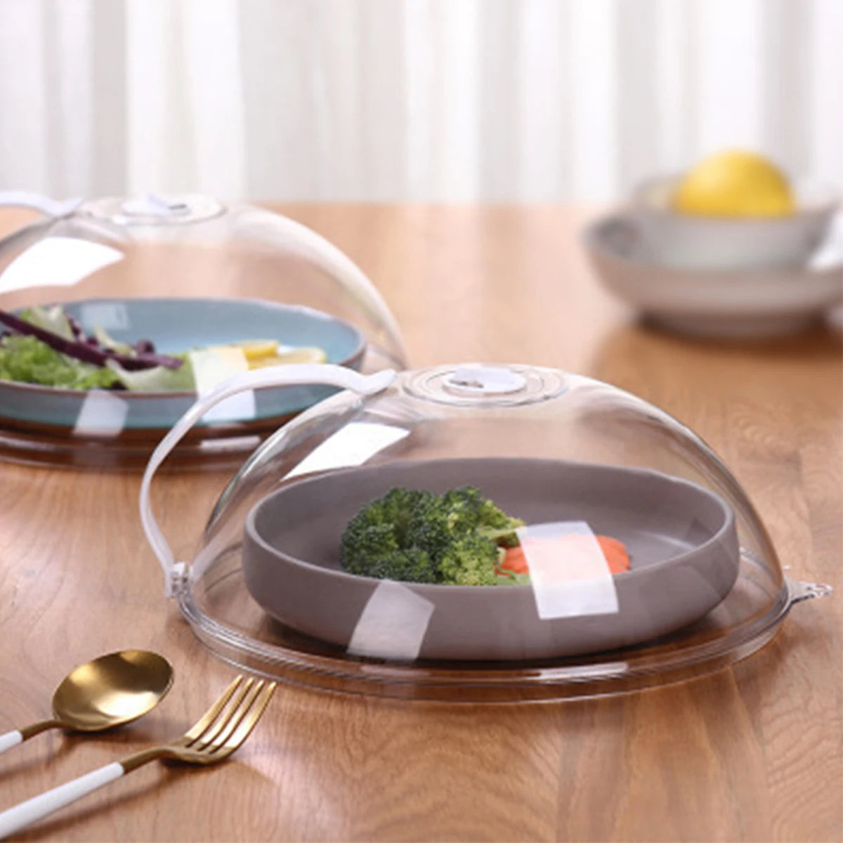 Microwave Food Splash Proof Cover Transparent Lid with Steam Vent & Handle