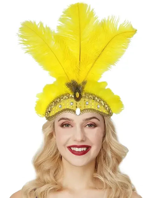 1920s Crystal Feather Flapper Headband for Women