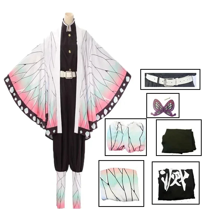 AnimeKochou Shinobu Cosplay Costume  Kochou Uniforms Wigs Hairs Halloween For Kids Adult Cos Party