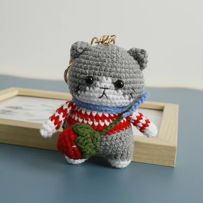 Exquisite Kitten Crochet Keychain Cute Cat Bag Charm
