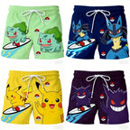 Pokemon Anime Beach Shorts for Men – 3D Printed Summer Trunks