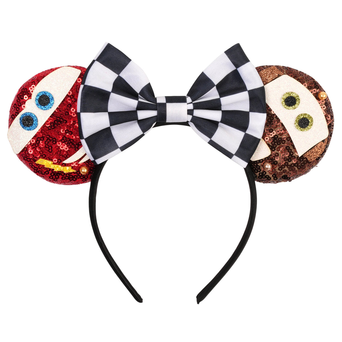 Disney Pixar Cars Kawaii Ear Headbands for Adults Lightning McQueen Hairband Cars on The Road Headwear Girl Bow Hair Accessories