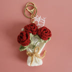 Crochet Flower Bouquet Keychain Handmade Floral Bag Charm