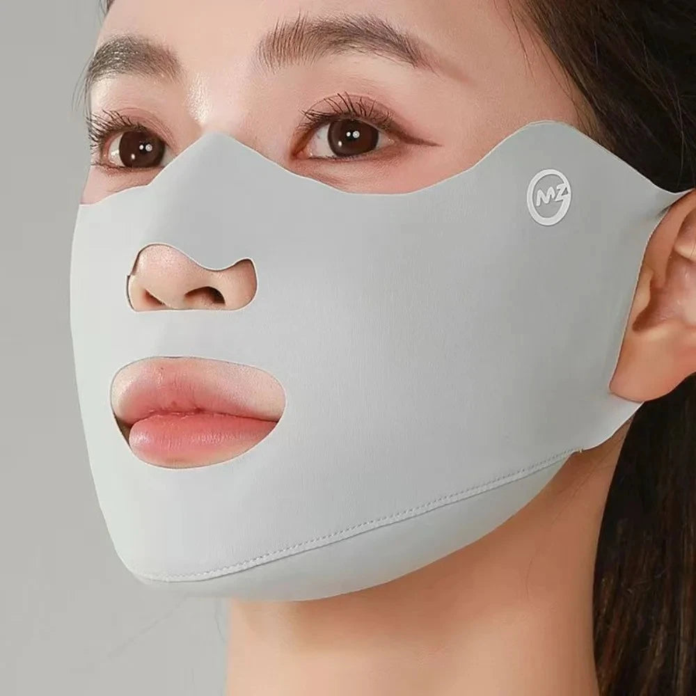 Breathable Ice Silk Face Mask Anti UV Washable Dustproof Sun Protection Mask