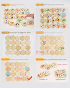 Wooden Memory Matching Pattern Puzzle Game for Kids Learning Fun