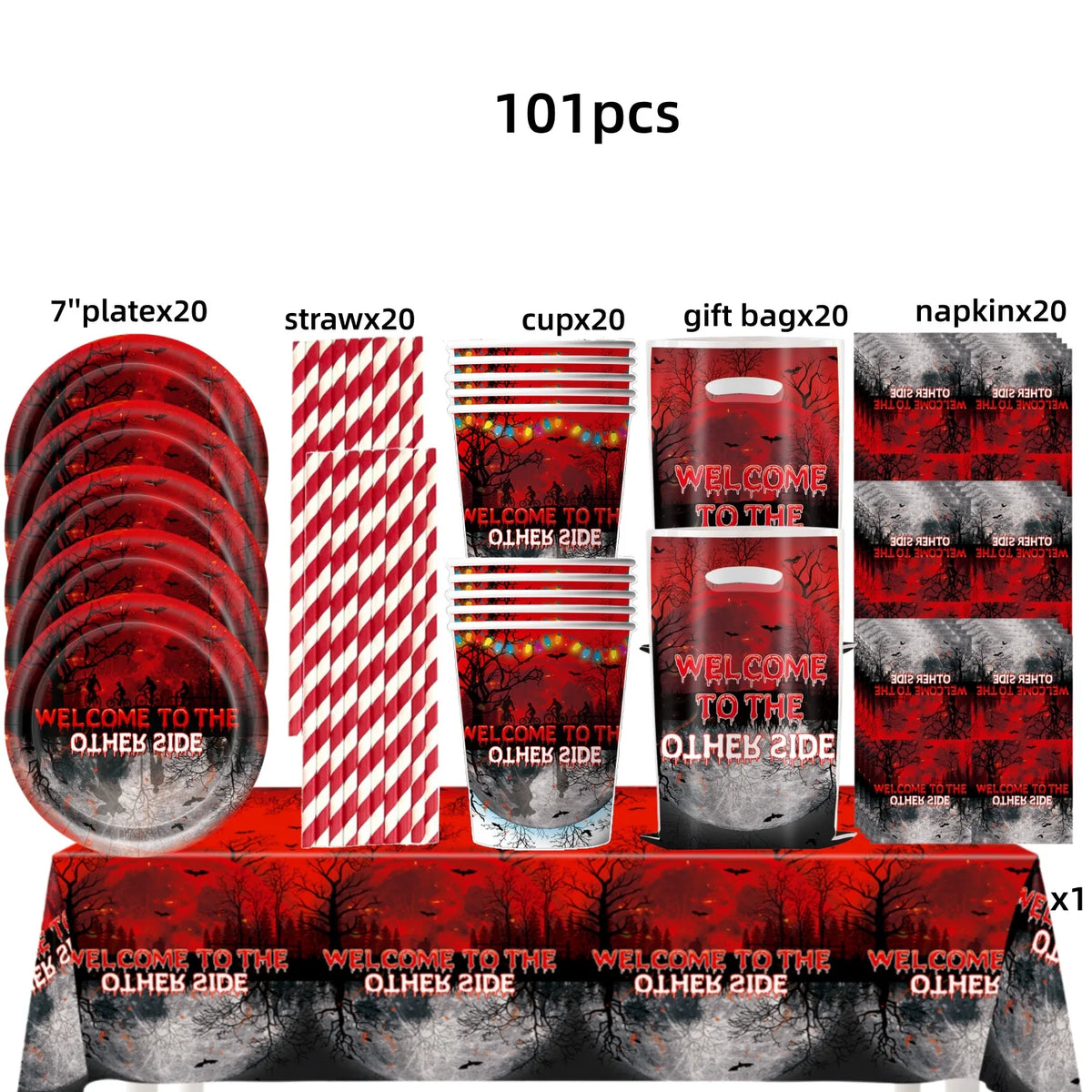 Horror Movie Stranger Theme Birthday Party Decoration Tableware Tablecloth Cup Plate Napkin Baby Shower Party Favors Supplies