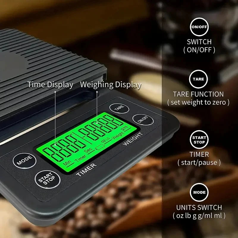 High Precision Coffee Scale with Timer Digital Kitchen Food Scale