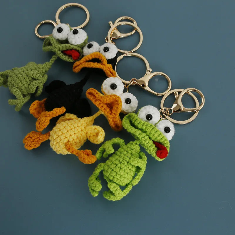 Cute Crochet Parrot Keychain Handmade Bird Bag Charm