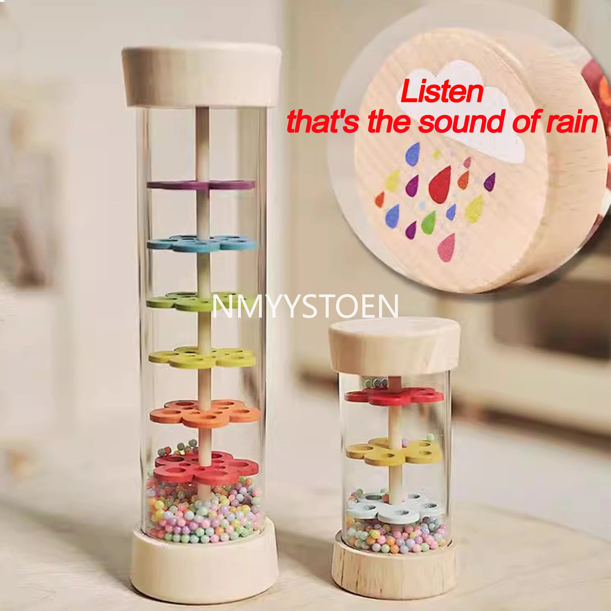 Montessori Wooden Rain Stick Baby Sensory Music Toy