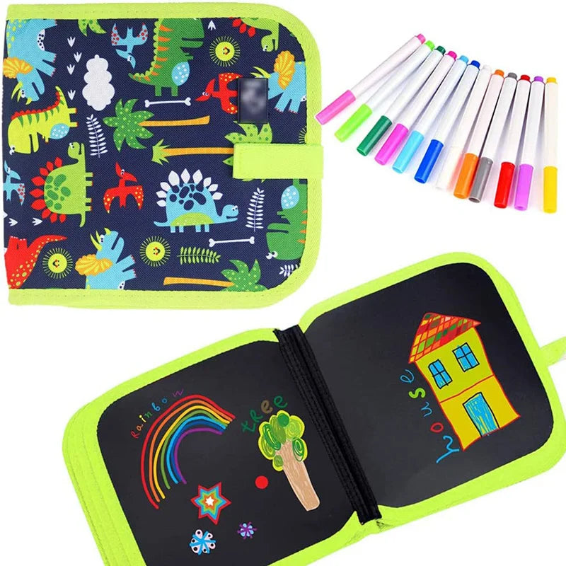 Erasable Reusable Doodle Book Drawing Pad with 12 Watercolor Pens