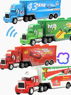 Disney Pixar Cars Toys Lightning McQueen Jackson Diecast Vehicle King Mike Uncle 1:43 Truck Trailer Model Toy Gifts