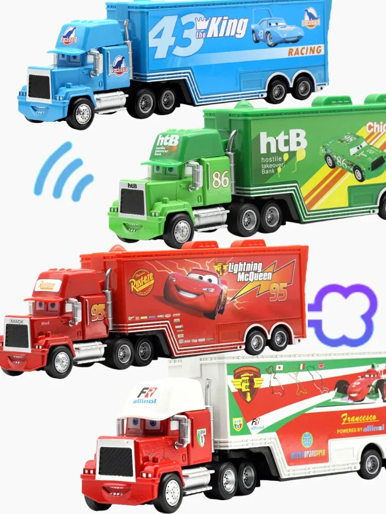 Disney Pixar Cars Toys Lightning McQueen Jackson Diecast Vehicle King Mike Uncle 1:43 Truck Trailer Model Toy Gifts