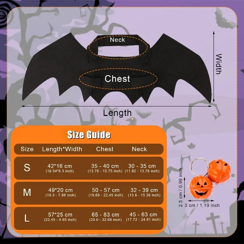 Small Dogs Harness Halloween Pet Bat Wings Dog Bat Costume Wings Halloween Accessory for Puppy Dog Cat Halloween Party Decor