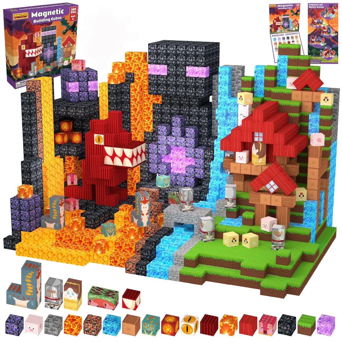 Funxinee Dinosaur Theme Park Magnetic Blocks STEM Building Set