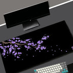 Black Sakura Gaming Mouse Pad Kawaii Purple Desk Mat Large Office Carpet Accessories Cherry Blossom Mousepad Gamer Computer Mats