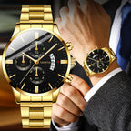 Fashionable and Handsome Men's Stainless Steel Watch Luxury Calendar Quartz Watch Men's Business Watch Men's Clock