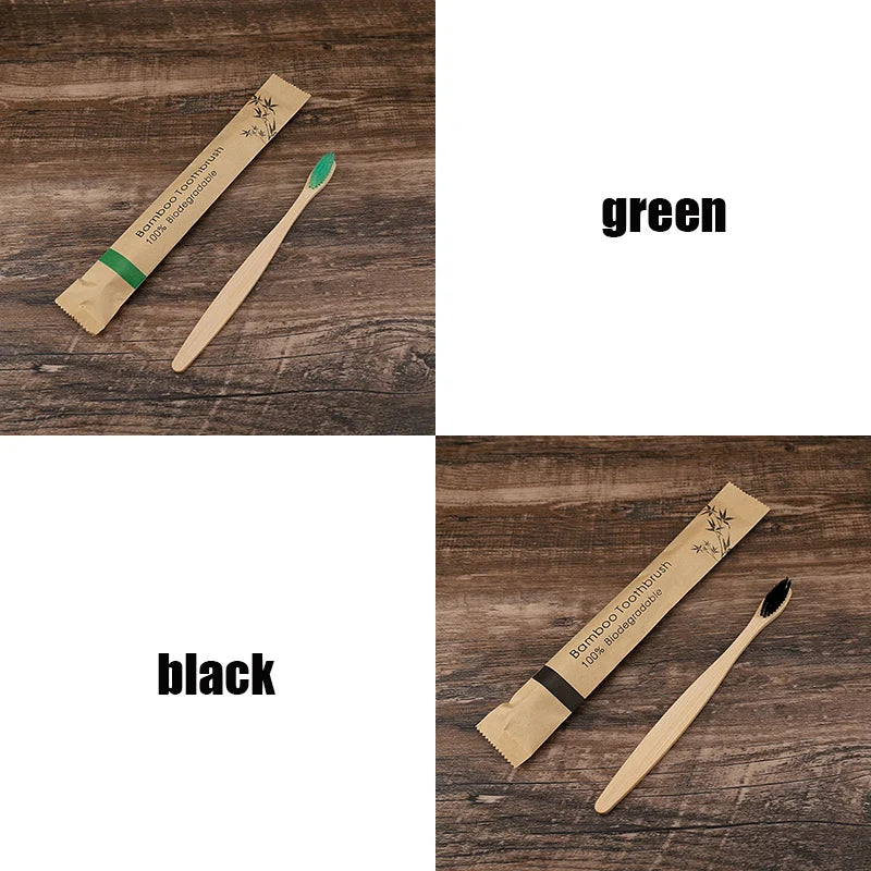 Bamboo Toothbrushes Soft Bristles  Toothbrush Eco Friendly Biodegradable Wooden Handle Teeth Whitening Brush