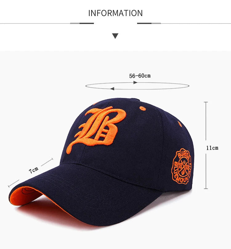 Embroidered Cotton Snapback Baseball Cap for Casual Outdoor Style