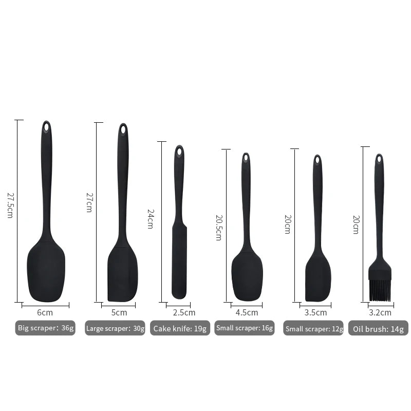6-Piece Silicone Kitchenware Set with Spatulas and Oil Brush Kit