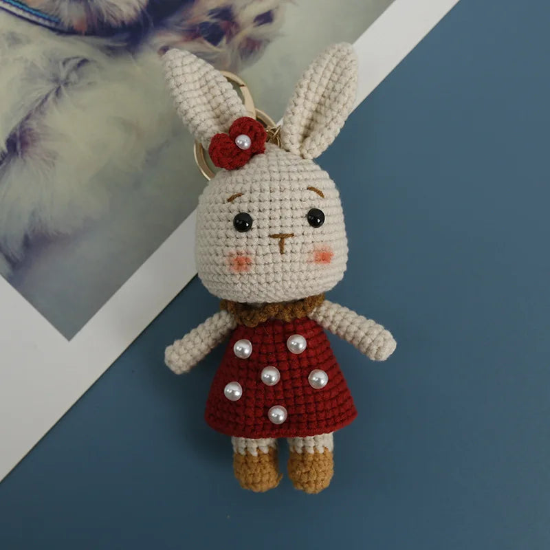 Cute Rabbit Crochet Keychain Handmade Bunny Bag Charm