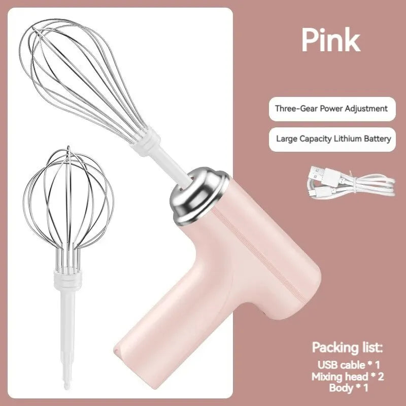 Wireless Electric Food Mixer – 3-Speed Portable Egg Beater & Frother