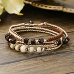1PC Vintage Male Tribal Coconut Shell Wooden Beaded Bracelet for Men Lava Stone Bracelet Man Jewelry Gift for Him