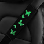 1 Glitter Pink Butterfly Blingling Fabric Automotive Supplies Seat Belt Shoulder Cover Comfortable Anti-tightening Safety Belt