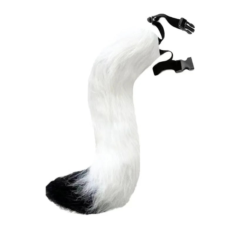Faux Fur Fox Tail Cat Wolf Cosplay Costume Set with Plush Mask Fluffy Paw Gloves for Halloween And Christmas Party Accessories