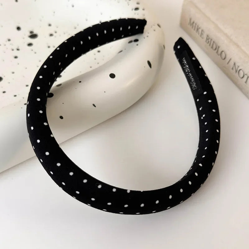 Retro Satin Polka Dot Sponge Headband for Women