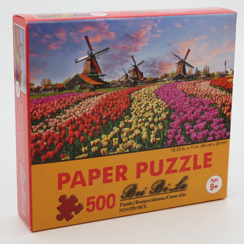 46*28cm Jigsaw Puzzles 500 Pieces Paper Picture Landscape Oil Painting Art Puzzles Decompression Toys for Adults Family Games