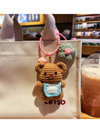 Crochet Bear Backpack Keychain Cartoon Bear Bag Charm