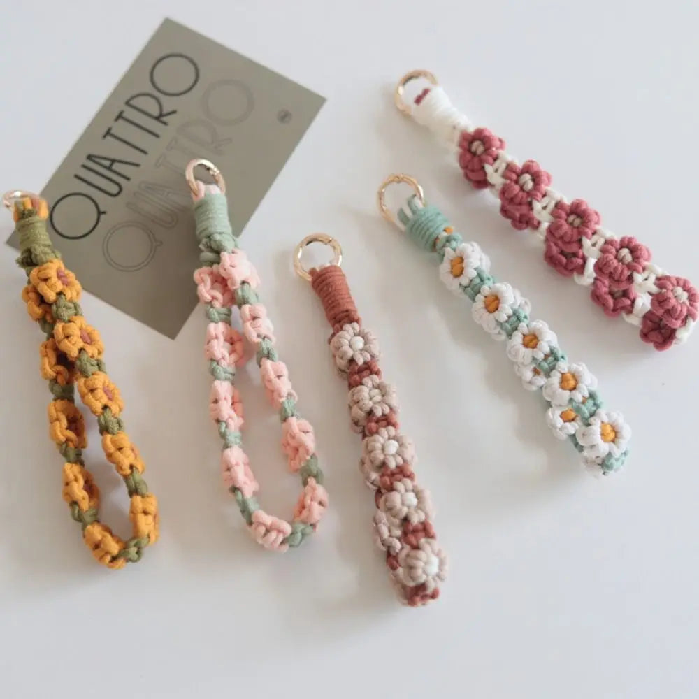 Korean Style Boho Macrame Phone Wristlet Keychain Strap