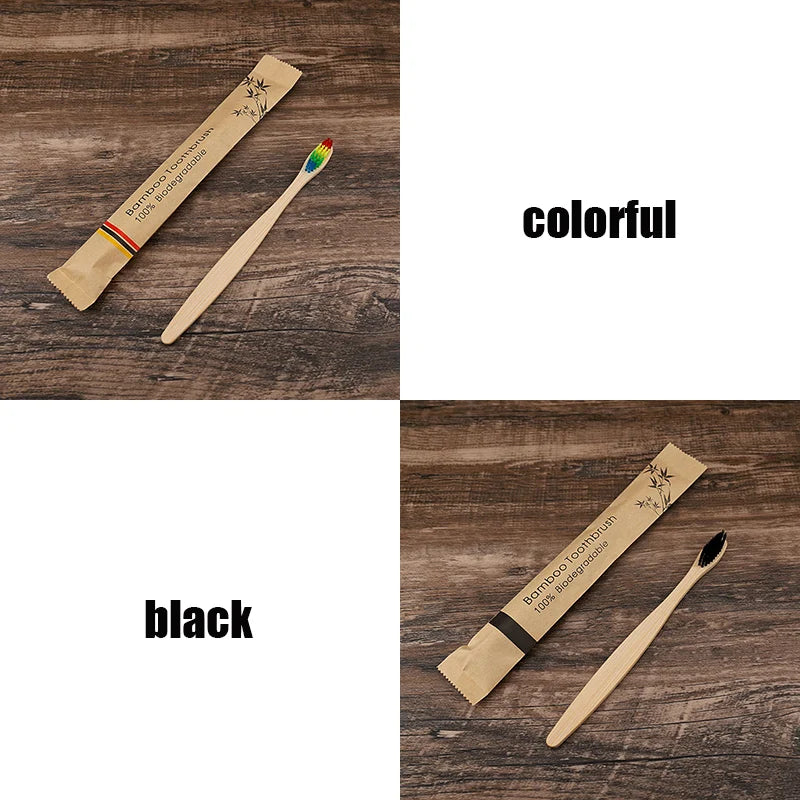 Bamboo Toothbrushes Soft Bristles  Toothbrush Eco Friendly Biodegradable Wooden Handle Teeth Whitening Brush
